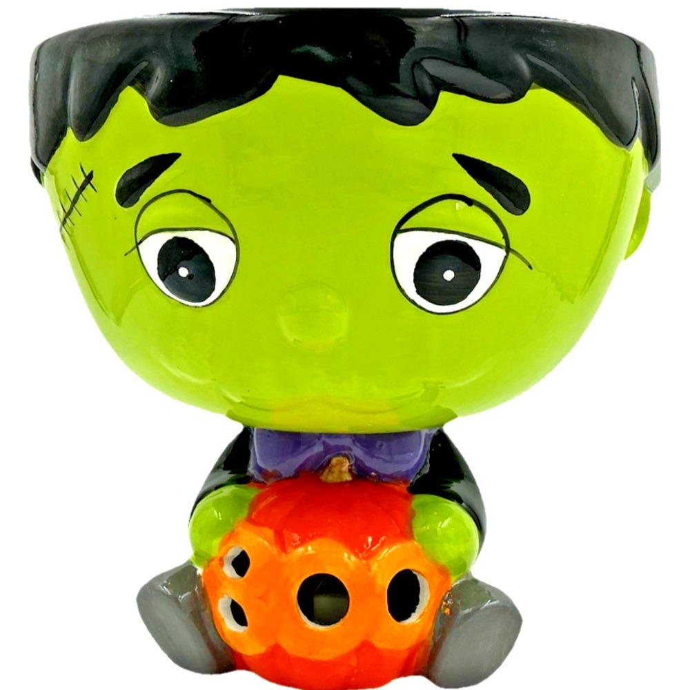 Jack O' Lantern Lane Frankenstein Bowl Halloween Decor Green New Lighted Figure